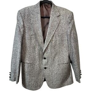 Herringbone Tweed Blazer‎ Sport Coat Two Button Peak Lapel Rockabilly 42R